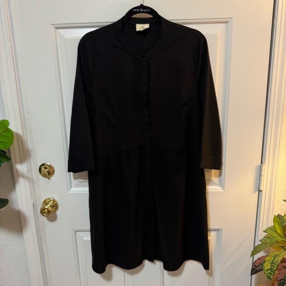Tuckernuck Royal Shirt Mini Dress Crepe Women Size Large Black - Picture 2 of 7